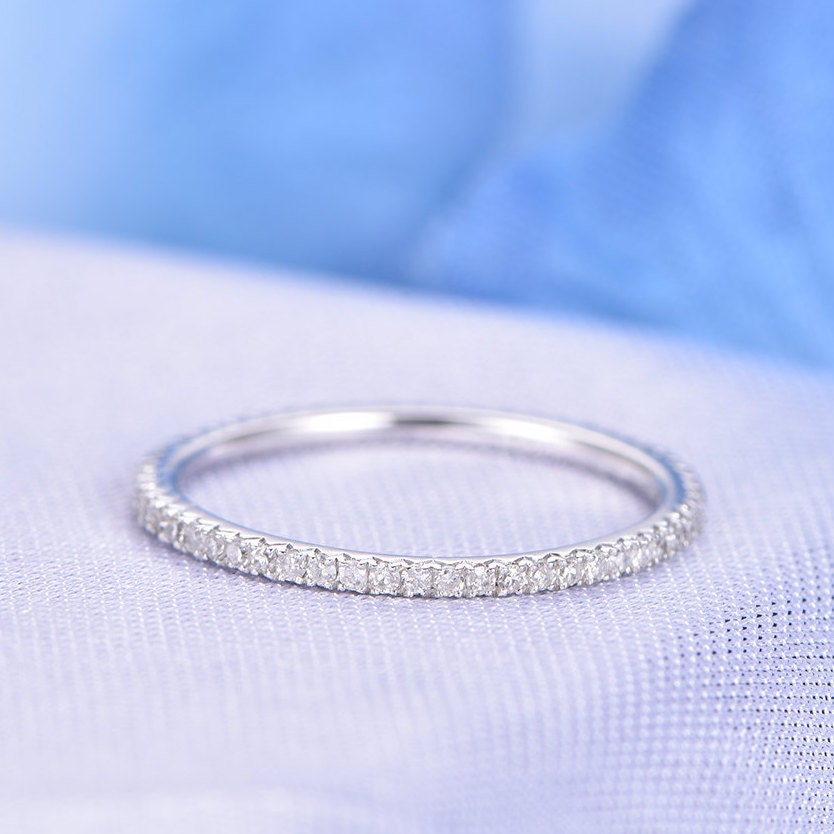 Full Eternity Diamond THIN Wedding Ring Anniversary Ring 14k Etsy