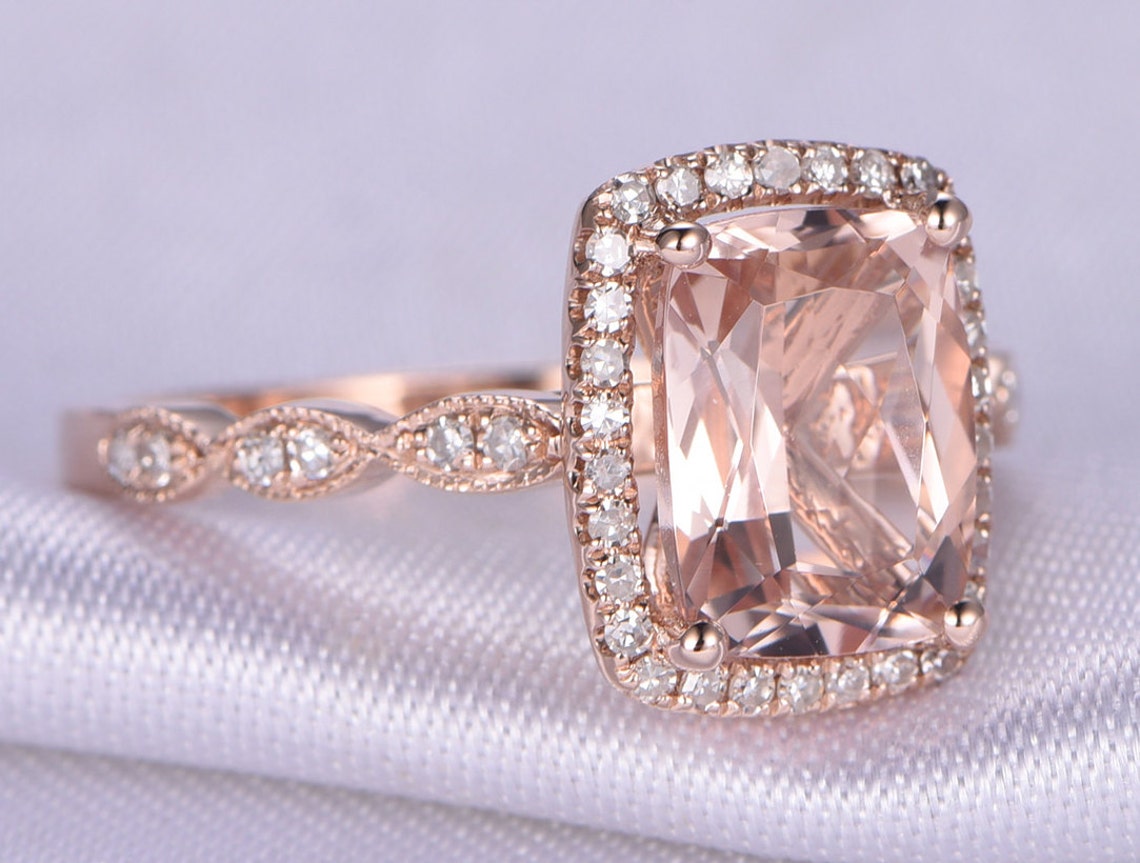 2carat Natural Morganite Ring Vintage Morganite Engagement image 1