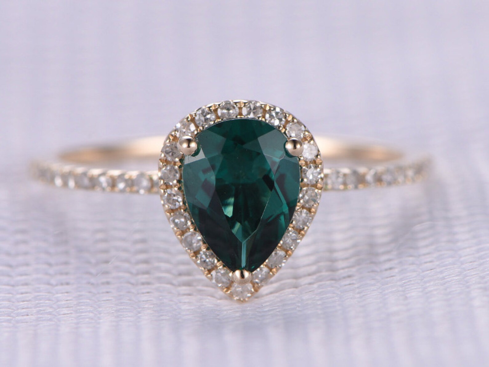 1.30ct Pear Shaped Emerald Engagement Ring 14k Yellow Gold Etsy