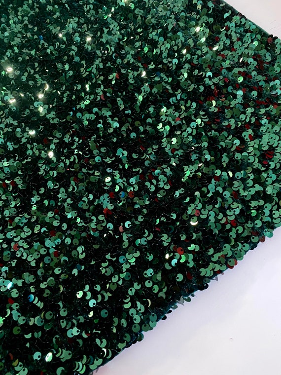 Hunter Green All Over Sequins Velvet Fabric. Green Sequin on Stretch Velvet  Fabric, Stretch Sequin Fabric by Yard for Dresses, Backdrops 