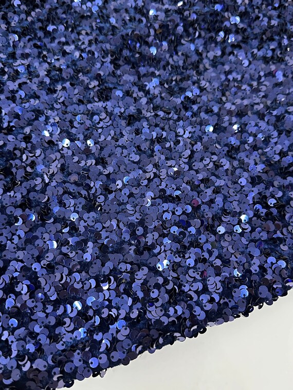 Navy Blue Sequin Velvet Fabric, Navy Sequence Fabric , Navy Blue All Over  Sequins on Stretch Velvet, 5mm Sequin Fabric for Dress, Bows, Gown -   Canada