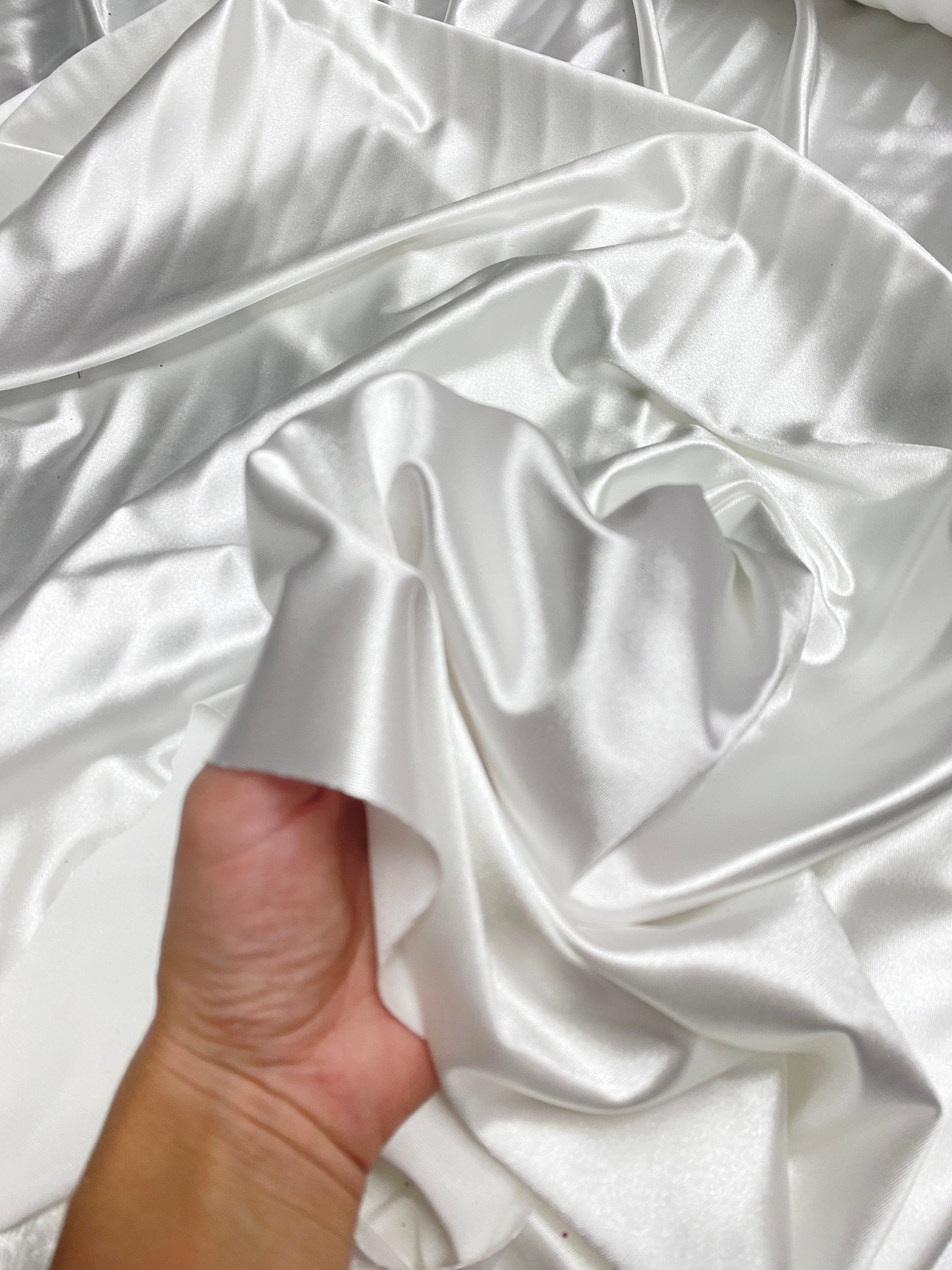 White Nylon Spandex Milliskin, White 4 Way Stretch Fabric for Dress,  Activewear, Dancewear, Sportswear, White Shiny Spandex, Moleskin Fabric 