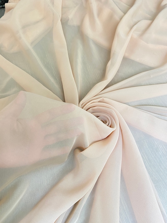 Beige Chiffon Fabric by the Yard Sheer Fabric Light Weight Cream