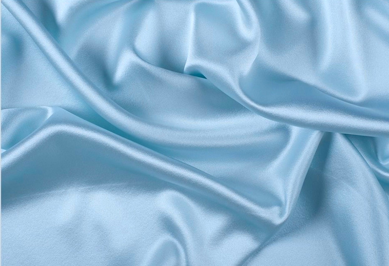 Baby Blue Satin Fabric, Silky Satin Fabric Blue, Bridal Satin