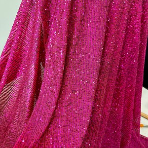 Fuchsia Stretch Sequins on Mesh Hot Pink Sparkly Glitz - Etsy
