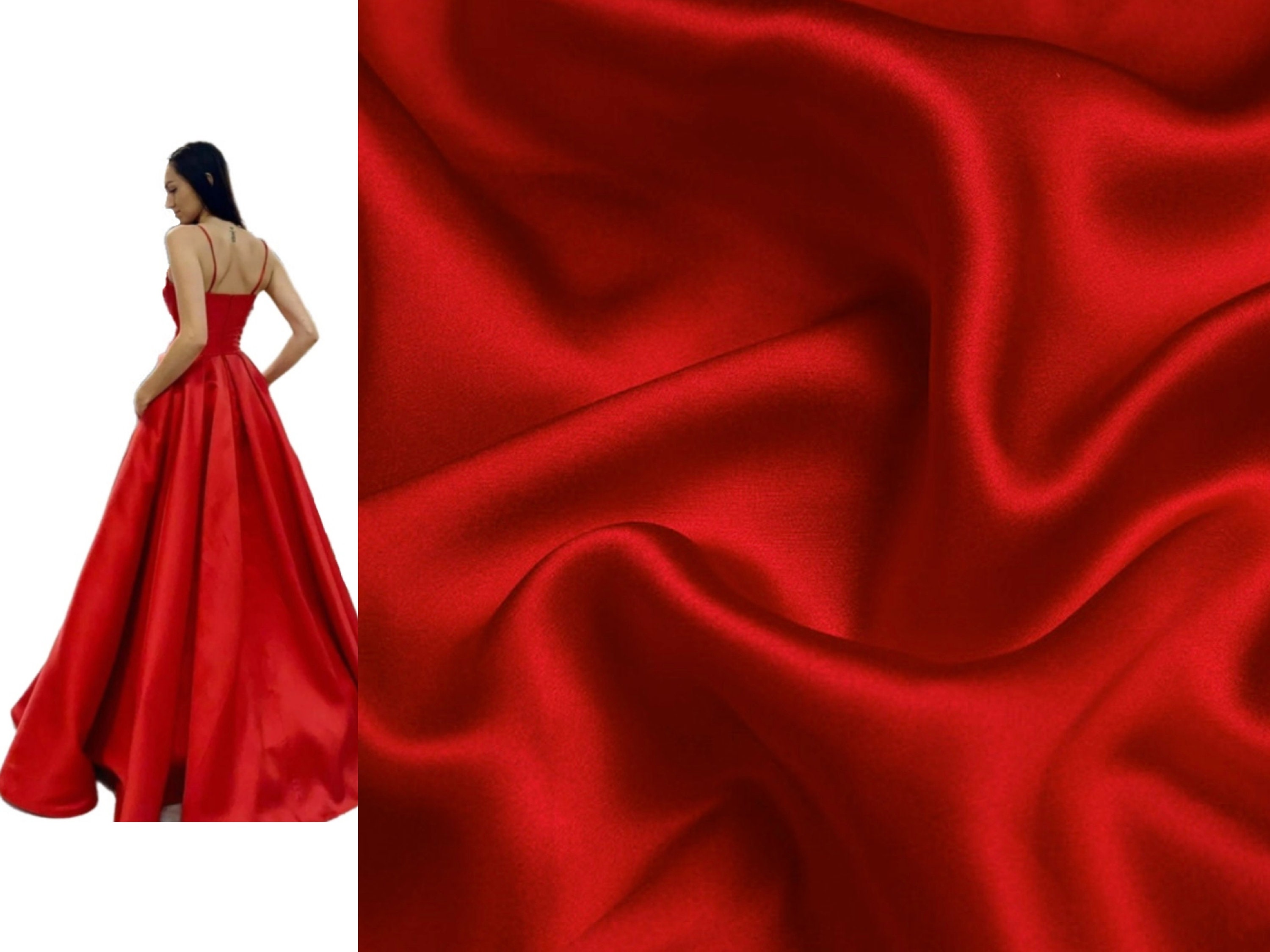 Red Bridal Satin Fabric, Red Duchesse Bridal Shiny Satin by Yard, Red Heavy  Satin for Wedding Dress, Gown, Backdrop, Red Shiny Fabric 