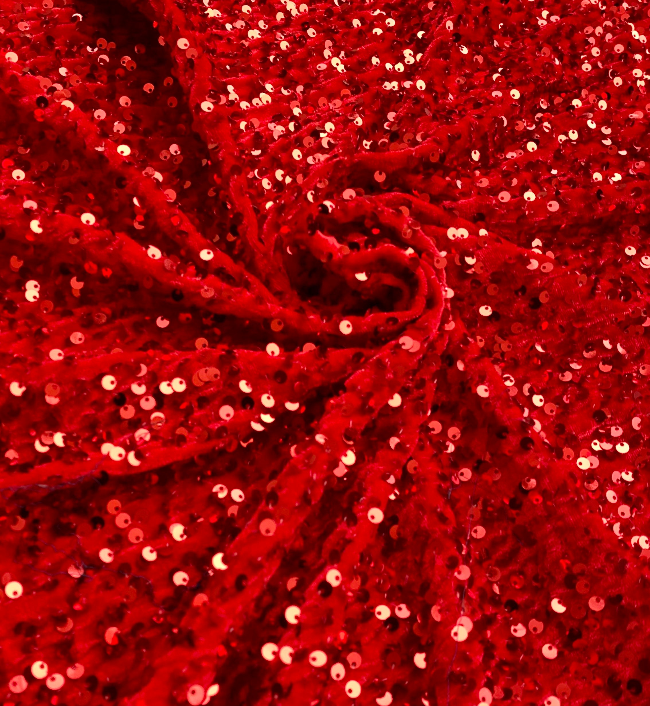 Red All Over Sequins Velvet Fabric. Red Sequin on Stretch Velvet Fabric,  Stretch Sequin Fabric by Yard BEST PRICE 