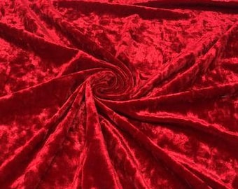 RED CRUSHED VELVET FABRIC BY THE METRE RED CRUSHED VELVET FABRIC BY THE METRE