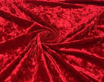 PREMIUM QUALITY Red Crushed Velvet Fabric by The Yard, Red Stretch Fabric  Polyester Spandex for Dresses, Scrunchies, Red Stretch Velour