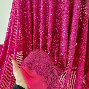 Fuchsia Stretch Sequins on Mesh Hot Pink Sparkly Glitz - Etsy