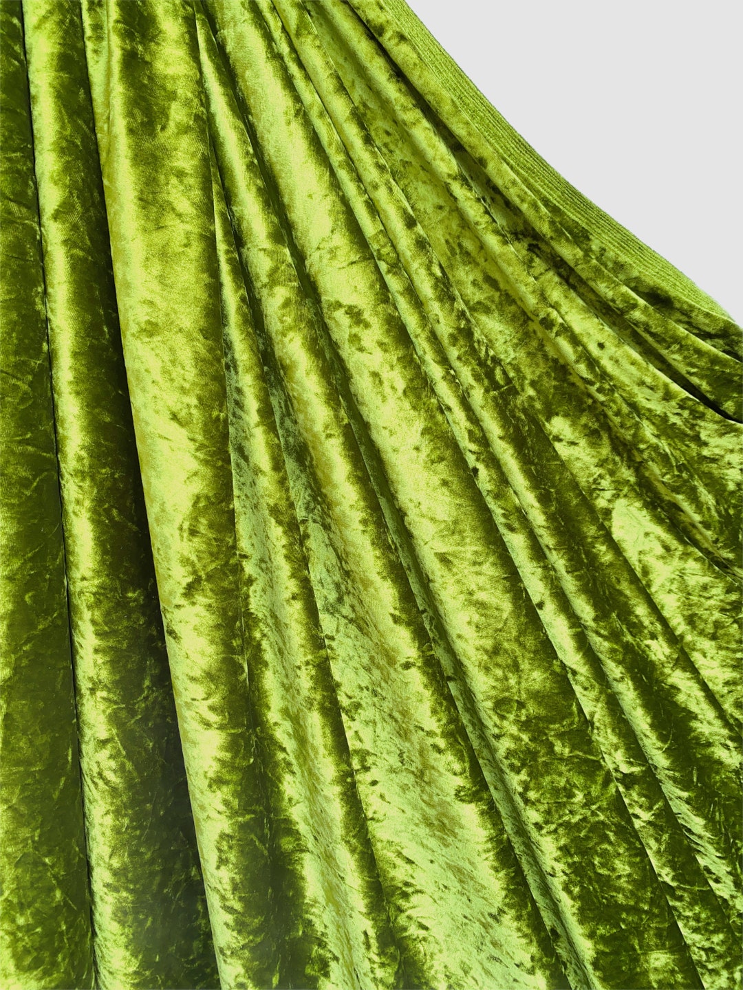 PREMIUM QUALITY Olive Crushed Velvet Fabric by the Yard, Olive Green ...