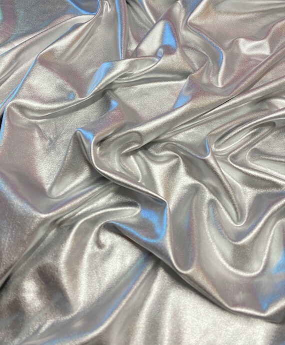 Metallic Silver Lightweight Faux Leather - Lame & Metallic - Other Fabrics  - Fashion Fabrics