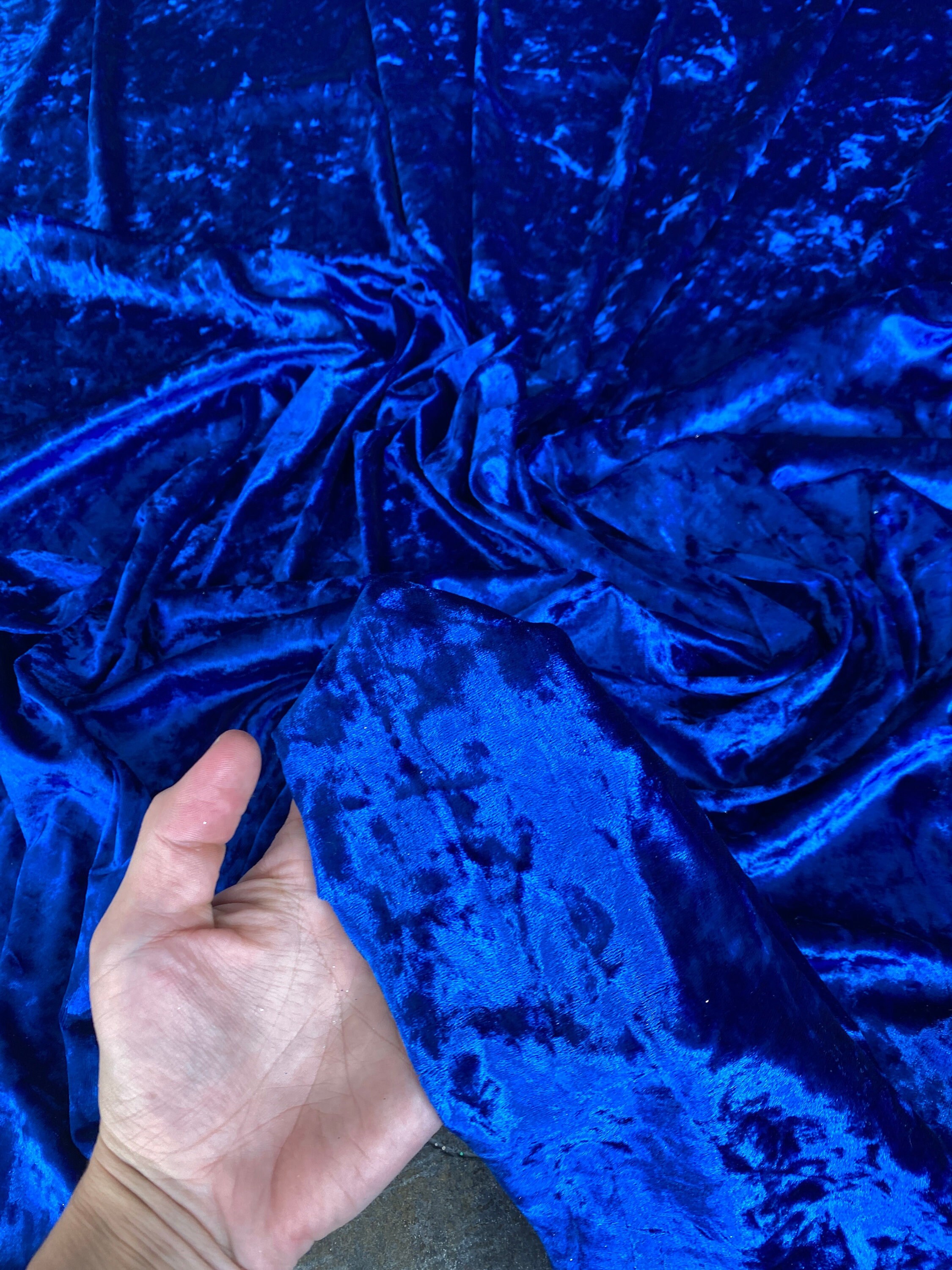 Stretch Silk Velvet Fabric by the Yard Crushed Velvet Material French Blue  Dress Velvet Fabric 