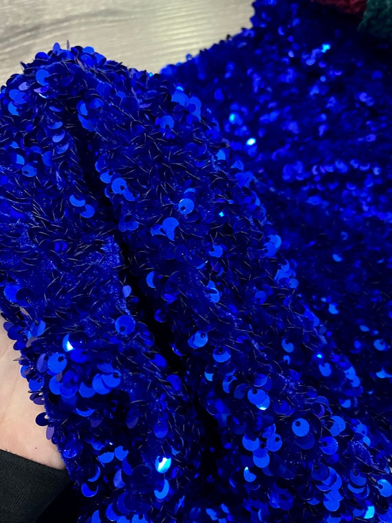 Royal Blue Sequin on Stretch Velvet Royal Blue Stretch Velvet 