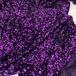 Purple Sequin Velvet Fabric. Purple All Over Sequin on Stretch - Etsy
