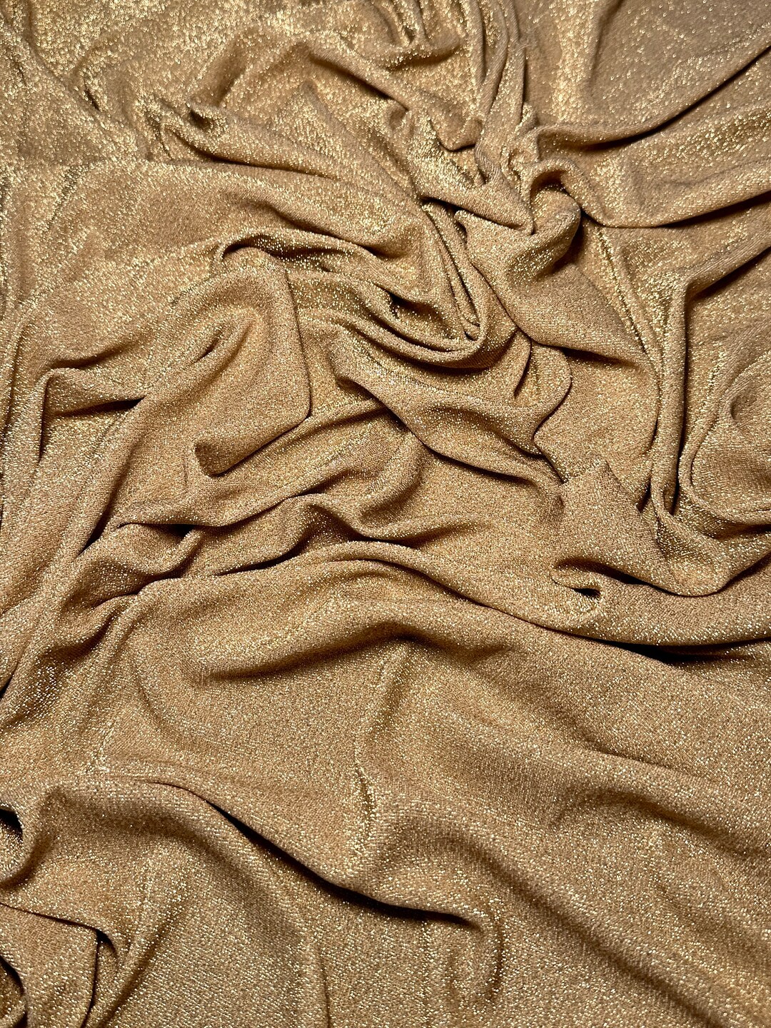Gold Champagne Spandex Lurex Knit Fabric, Gold Nylon Spandex Glitter