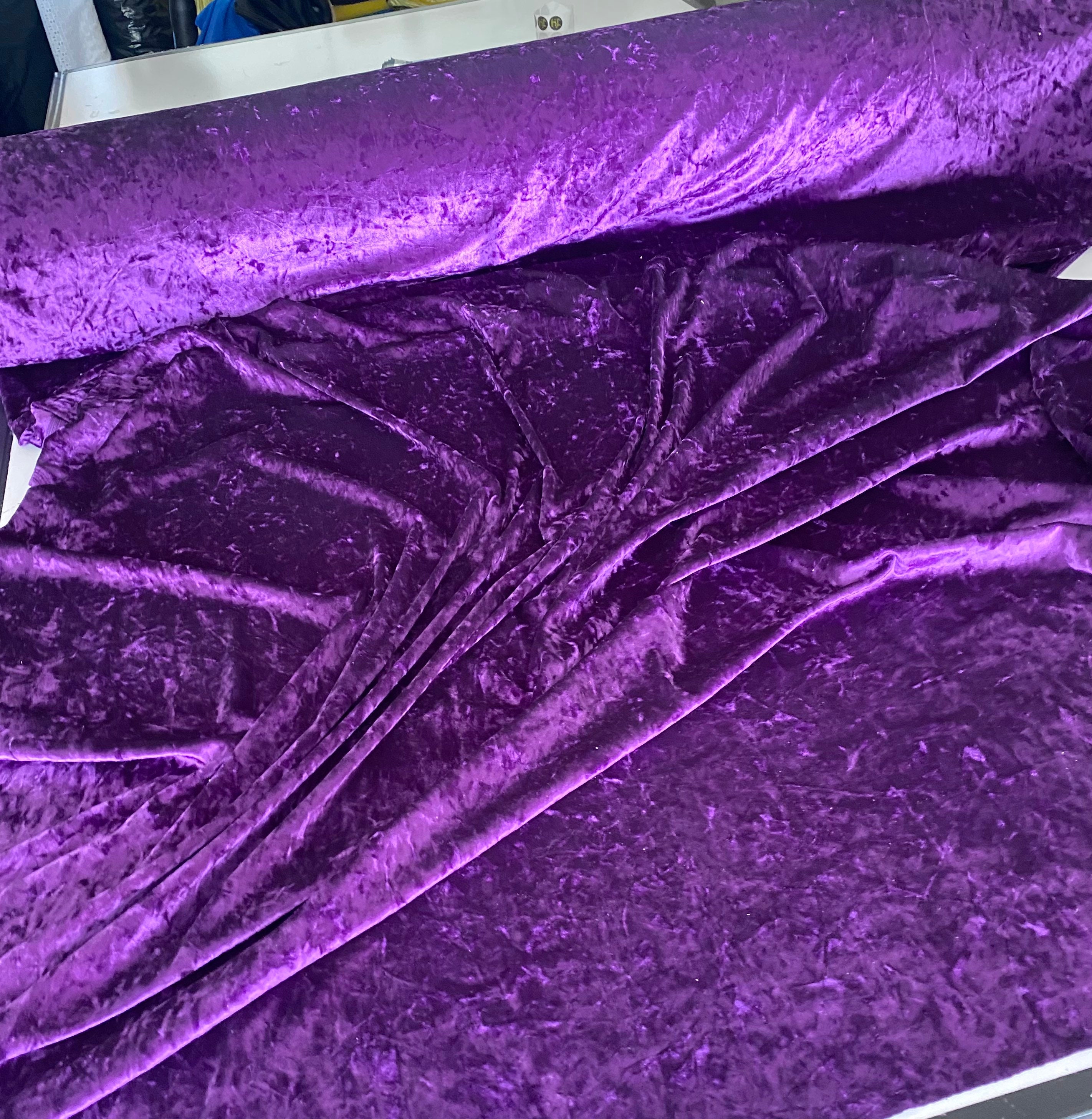 Purple Classic Crushed Velvet Upholstery Fabric By The Yard