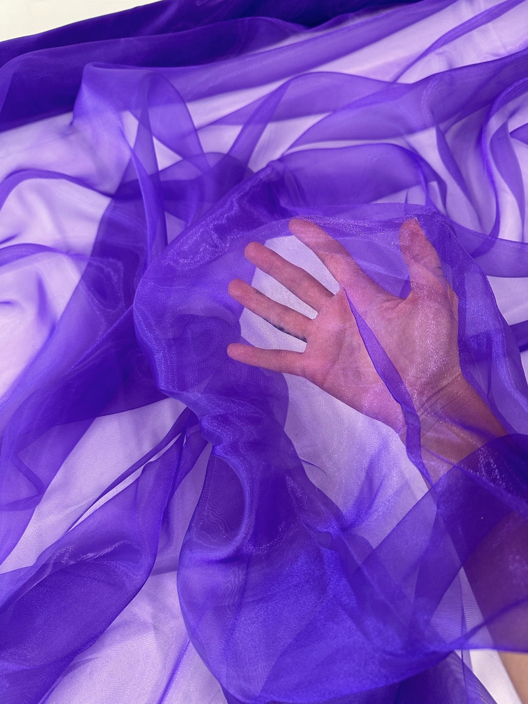 Purple Crystal Organza Fabric, Electric Blue Organza Fabric, Sheer