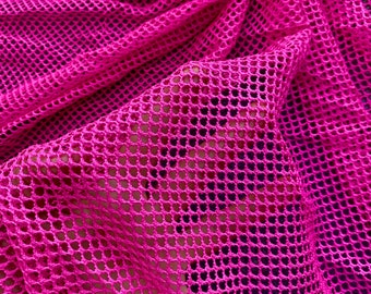 BEST PRICE Hot Pink Fish Net Mesh Fabric, Nylon Spandex Fuchsia Medium Hole  Net Mesh by the yard, Neon Pink Fish Net Fabric for swimsuit