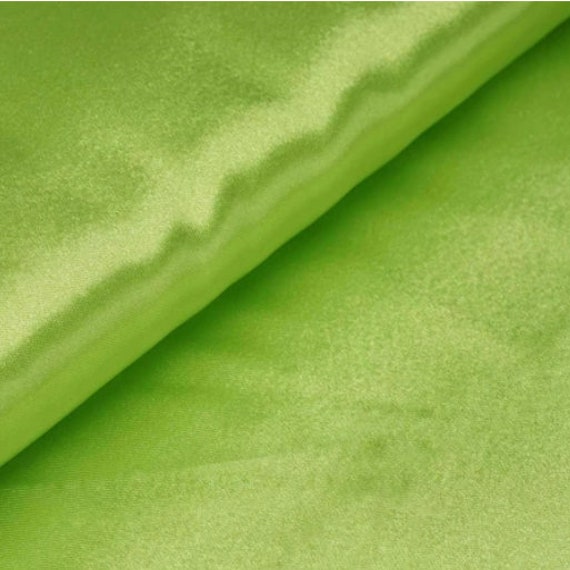 Apple Green Satin Fabric, Silky Satin Fabric Neon Green, Bridal