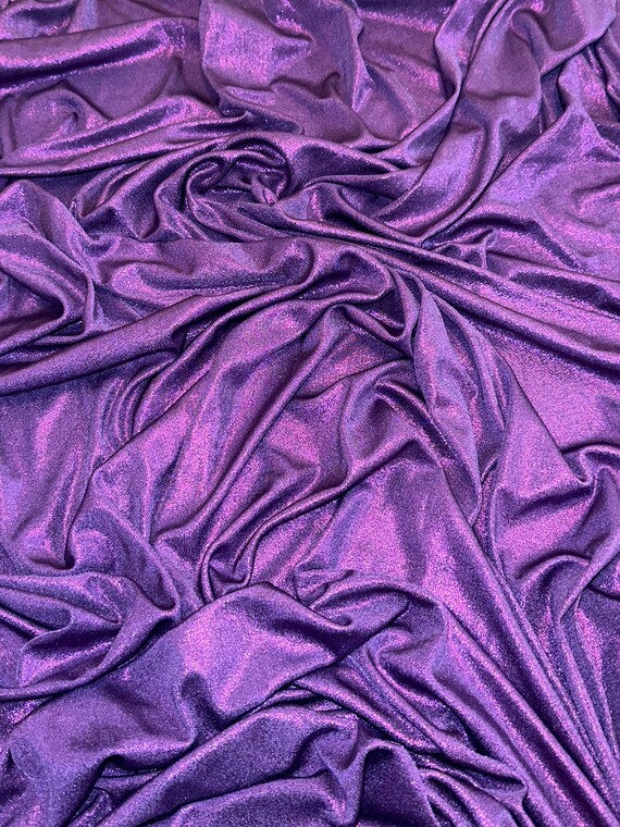 Purple Slinky Foiled Jersey Knit Purple Metallic Lame Fabric 4