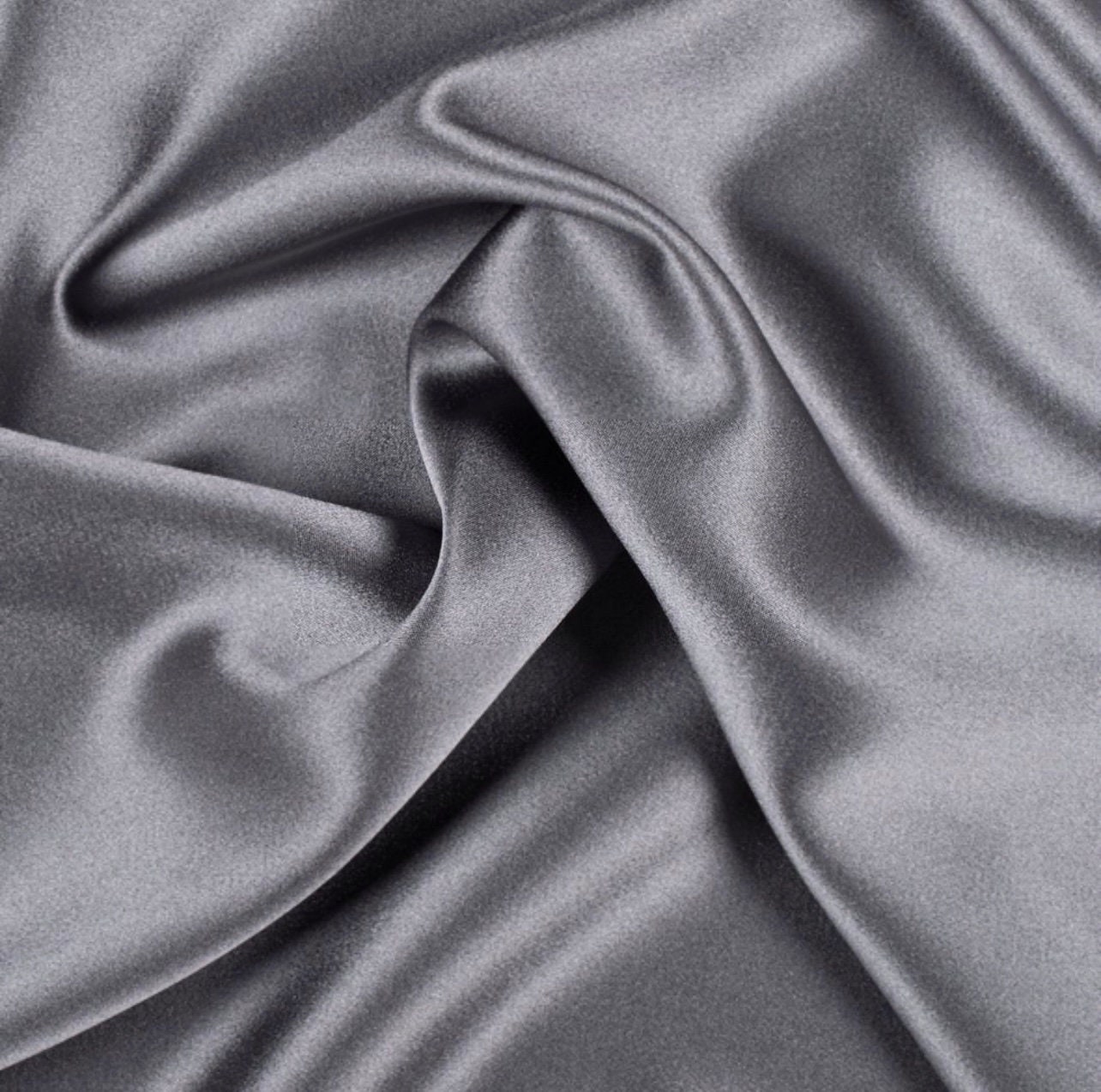 Dark Silver Satin Fabric, Silky Satin Fabric Silver , Bridal Satin Medium  Weight, Satin for Gown, Shiny Satin, Gray Silk by the Yard 