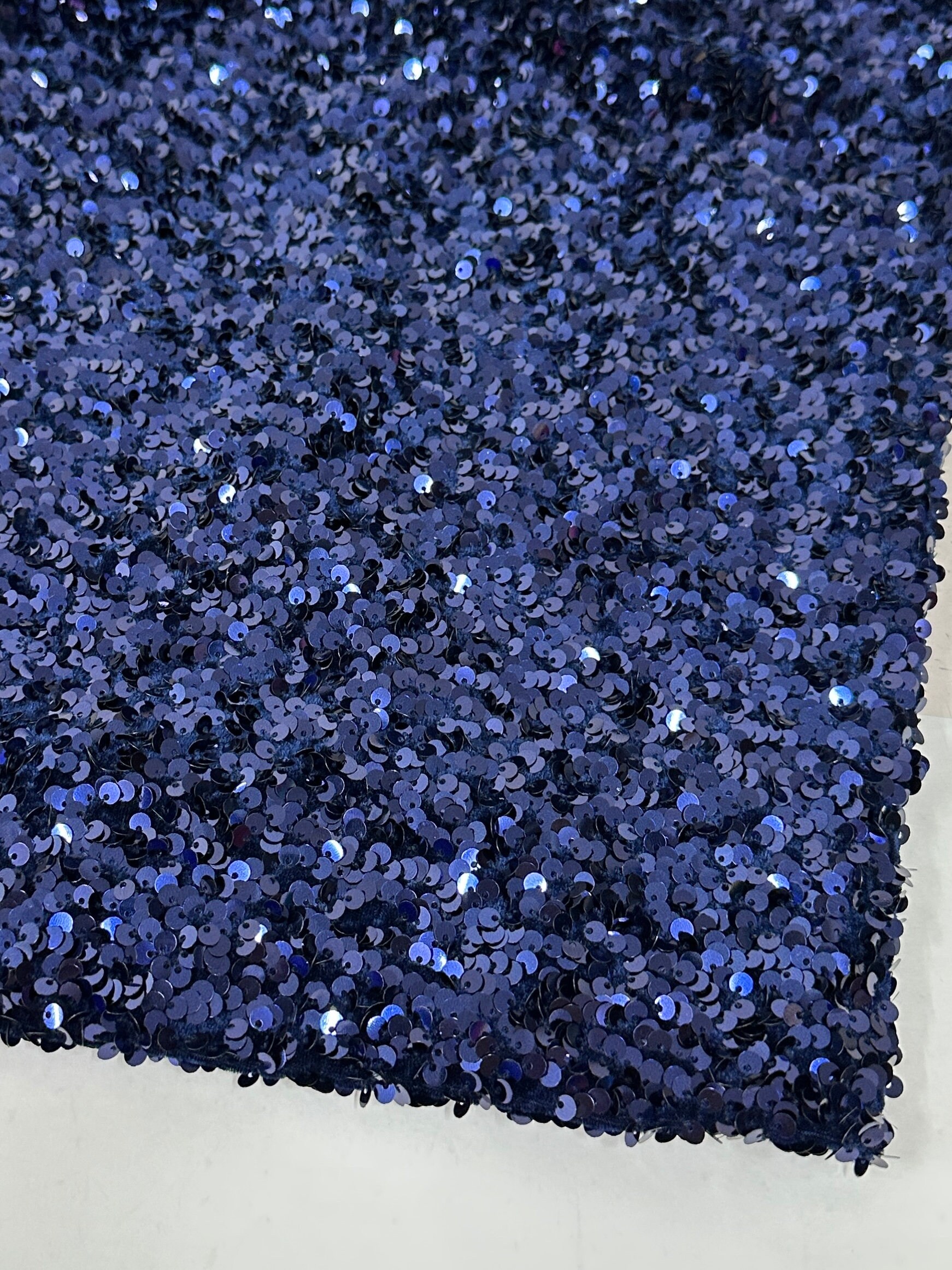 15mm Sequin Lace Fabric Double Row Trim Costumes, Dress, Crafts Navy Blue  ST5