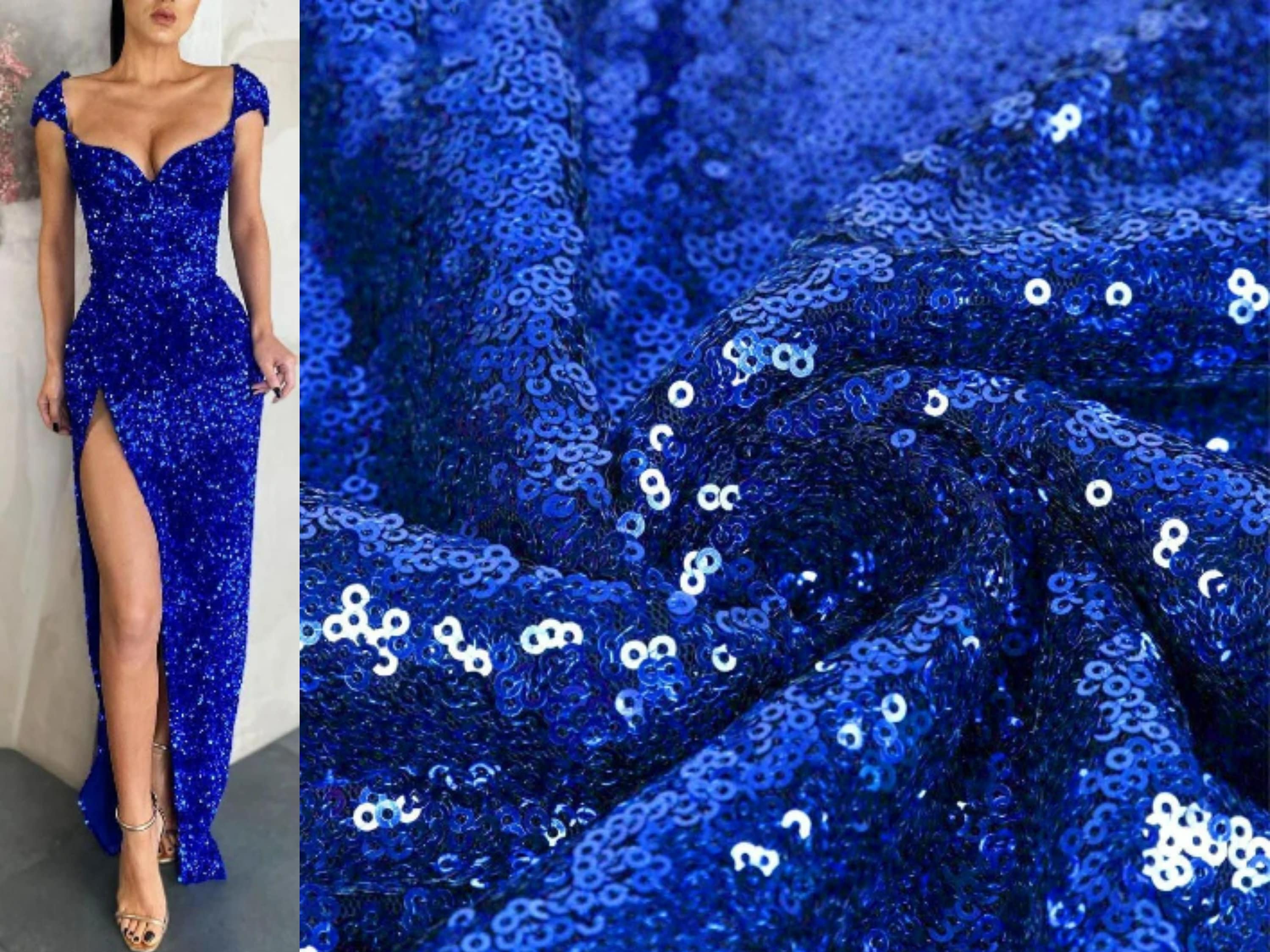 Royal Blue Sequin Fabric 58 Wide by the ...