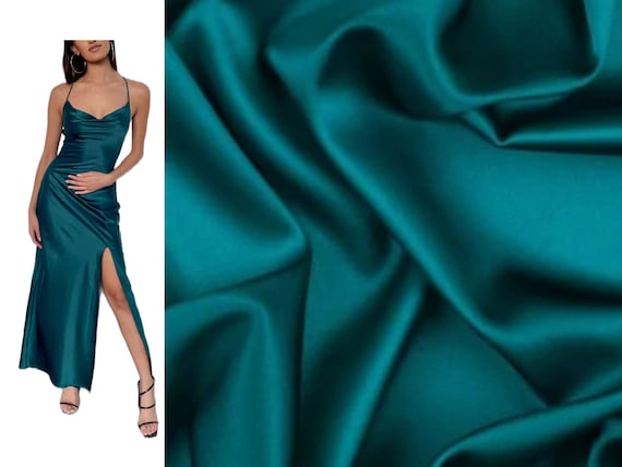 Deep Teal Silky Stretch Charmeuse Satin, Teal Bridal Soft Silky Fabric, Teal  Stretch Satin, Teal Blue Light Weight Stretch Silk for Dress -  Canada