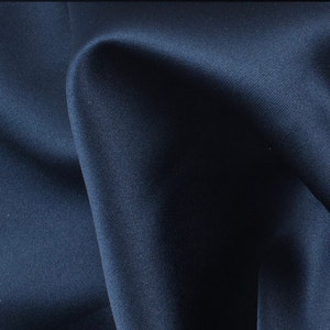 Navy Blue Satin Fabric, Navy Bridal Satin Fabric by the Yard , Satin ...