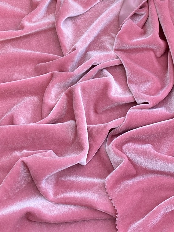 Dusty pink Stretchy Velvet Fabric by The Yard Stretch Fabrics Polyester  Spandex for Scrunchies Clothes Costumes Crafts Bows