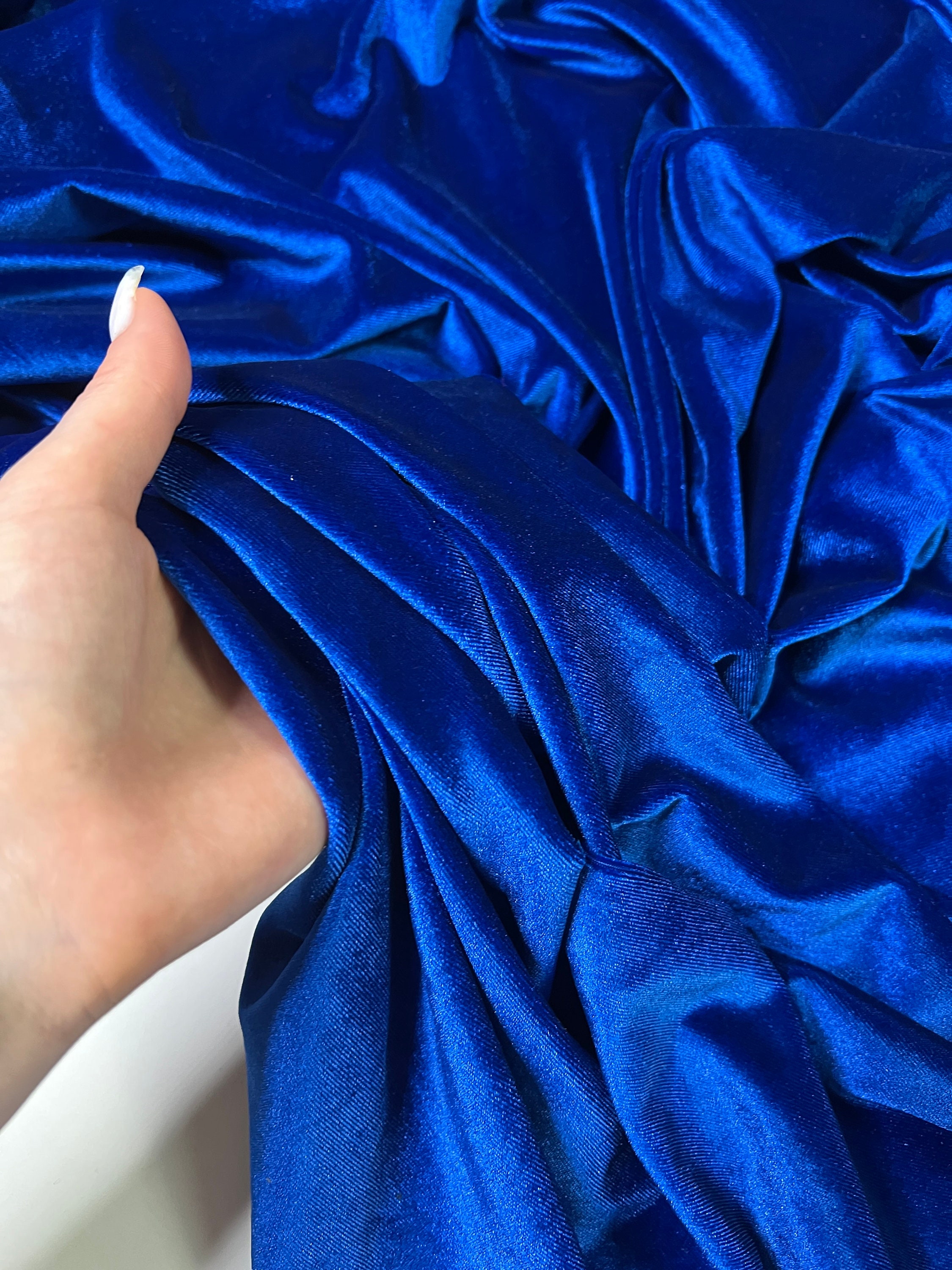 MaiMaiSuan Royal Blue Velvet Fabric by The Yard,3 Yards 60 Wide Soft Stretchy Velvet Cloth for Upholstery Sofa Chair Cover,DIY Sewing,Costume,Craft