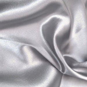 Silver Silky Stretch Charmeuse Satin, Silver Bridal Soft Silky Fabric ...