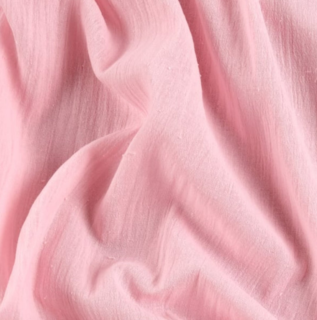 Baby Pink Muslin Crinkle Gauze Fabric, Pink Cotton Gauze Swaddle Fabric