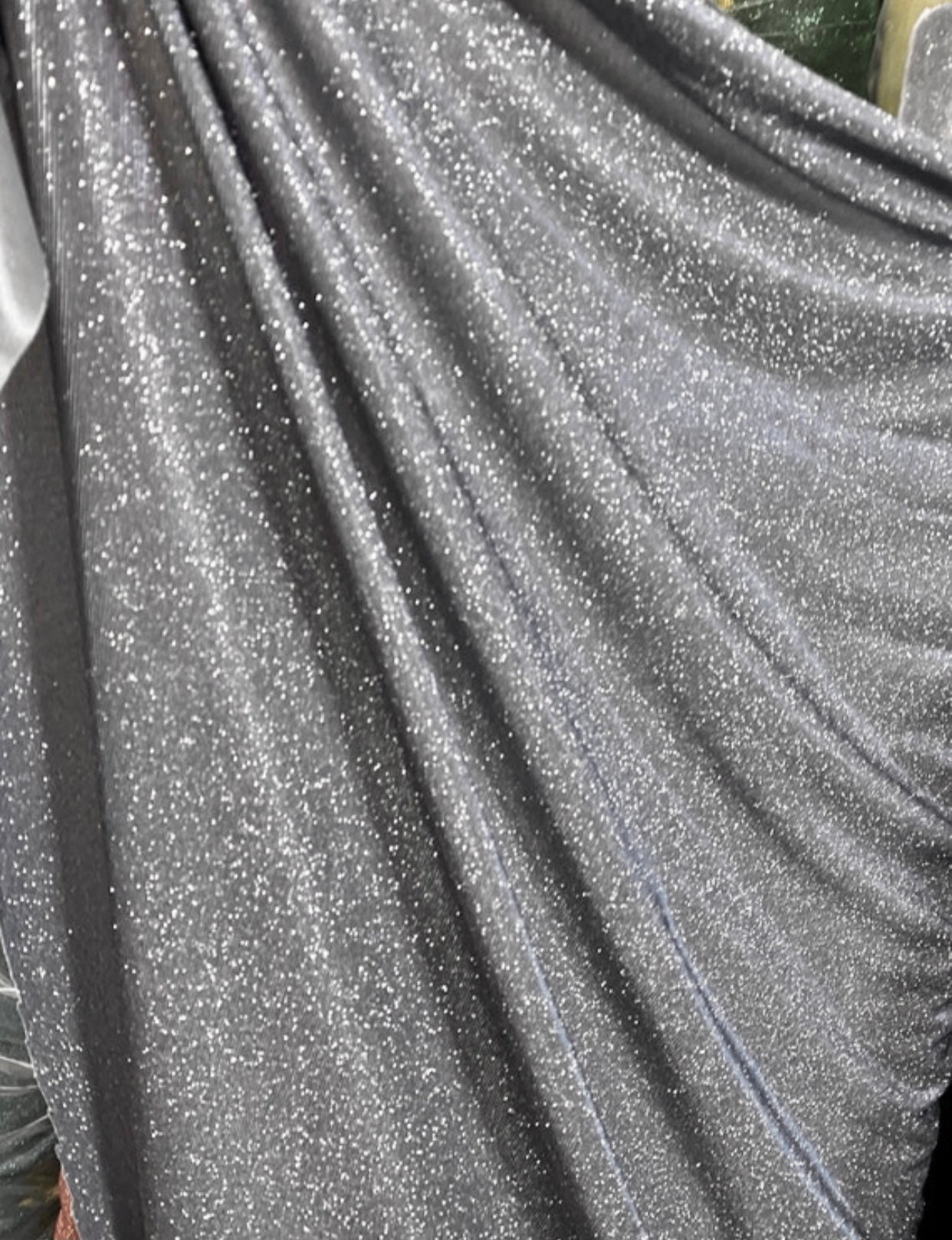 Silver Lurex Glitter Fabric/ Glimmer/ Silver Shimmer Fabric, Silver Glitter  Fabric for Gown, Backdrop, Drapes by Yard 