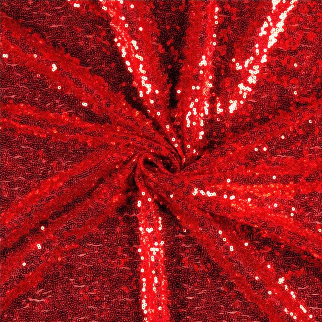 Red Lace with Shimmery Flower Design - 60 Wide - 1 Yard