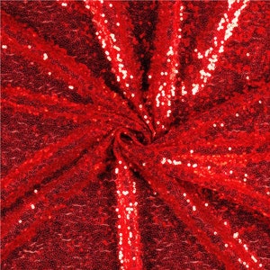 FUHSY Red Sequin Fabric Stretch Big Sequins Velvet  