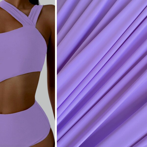 Lavender Matte Nylon Spandex, Lavender Swimwear fabric, 4 Way Stretch Nylon Spandex , Activewear Spandex,