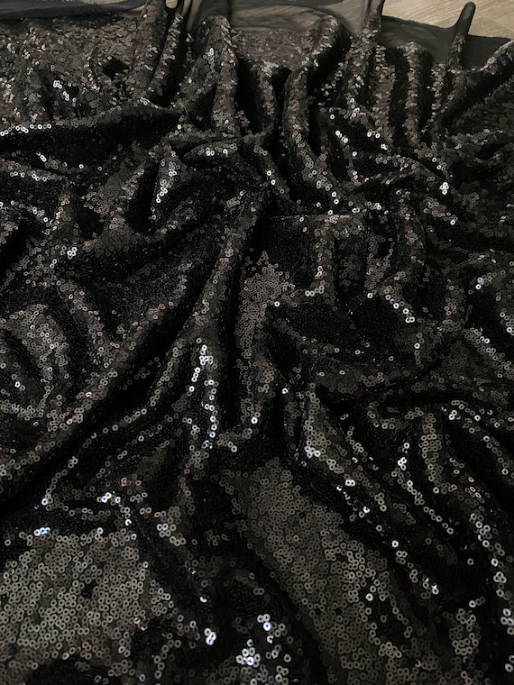 Black Sequin Fabric Black Glitter Fabric by Yard Black 2 Way -  Norway