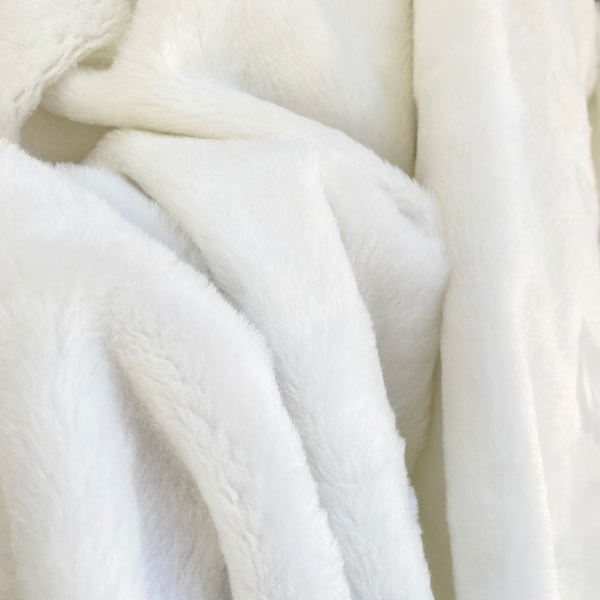 White Bunny Fur, Rabbit Mink Fabric, Faux Fur Fabric , Short Pile Fun Fur Baby Costumes, White Fluffy Fabric Apparel, White Plush Fabric