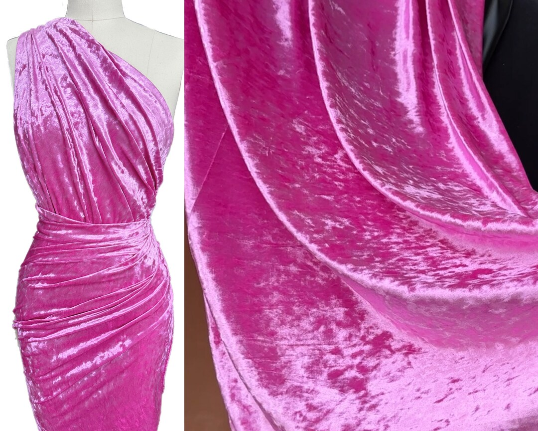 PREMIUM QUALITY Pink Crushed Velvet, Pink 4 Way Stretch Velvet, Princess Pink Velour, Polyester