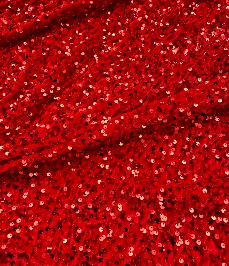 Red Sequin Velvet Fabric. Red All Over Sequin on Stretch - Etsy