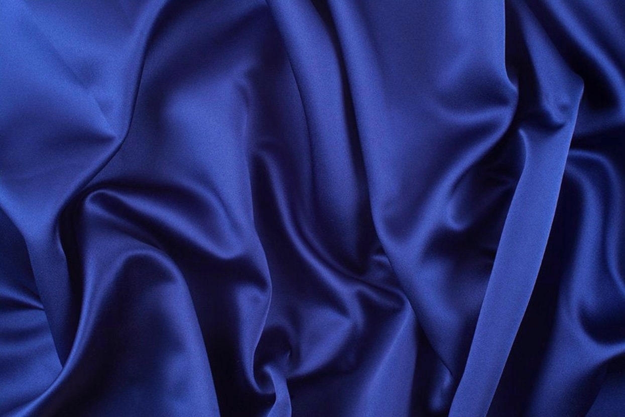 Dark Blue Satin Fabric, Silky Satin Fabric Blue, Bridal Satin Medium  Weight, Satin for Gown, Shiny Satin, Royal Blue Silk by the Yard 