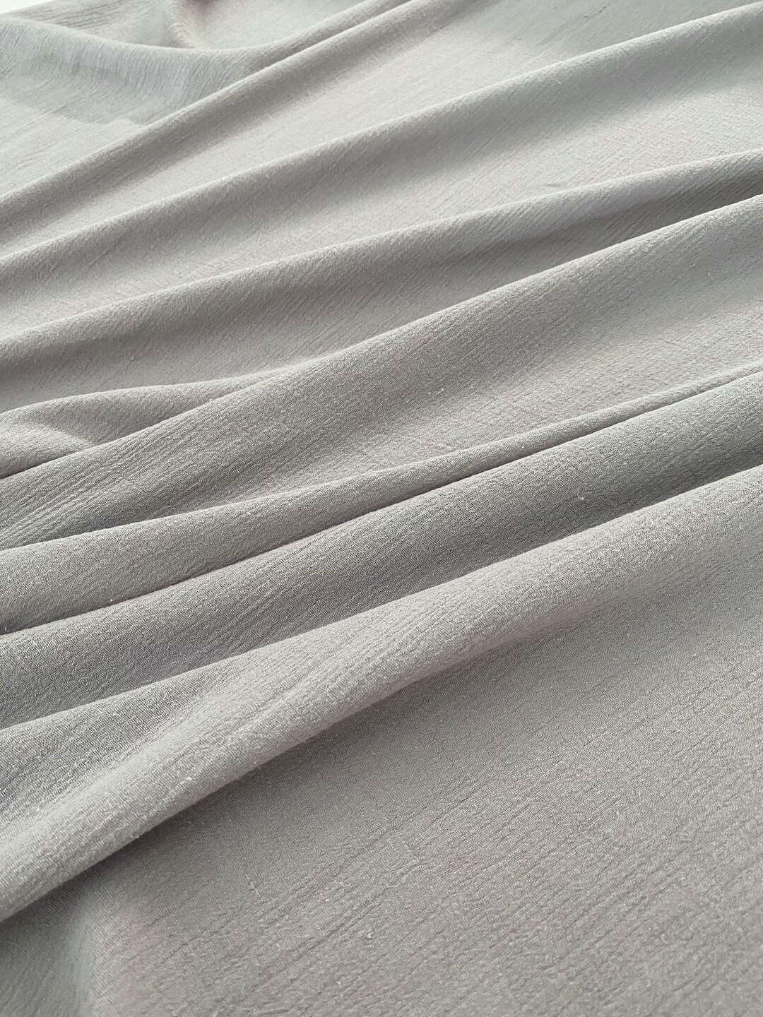 Gray Muslin Crinkle Gauze Fabric, Silver Cotton Gauze Swaddle Fabric