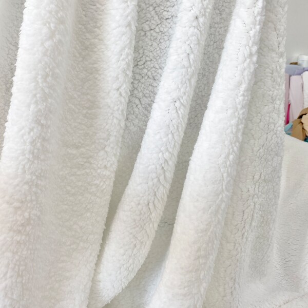 White/Off White Soft Sherpa Fur, Sherpa Mink Fabric, Faux Fur Fabric , Fun Fur -Baby Costumes, White Fluffy Fabric Apparel By Half/One Yard