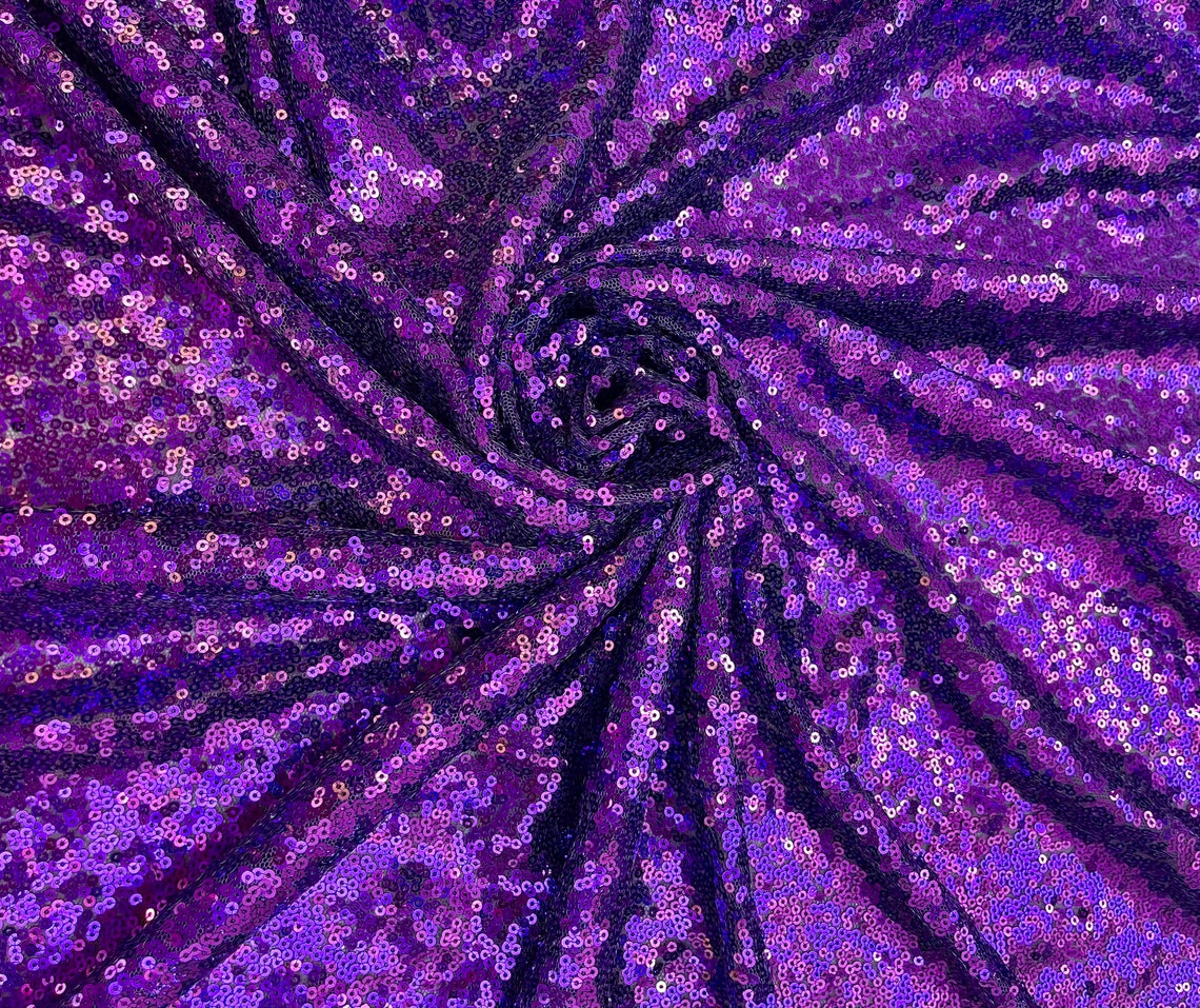 Purple Sequin Fabric 58 Wide by the Yard Purple 2 Way Etsy
