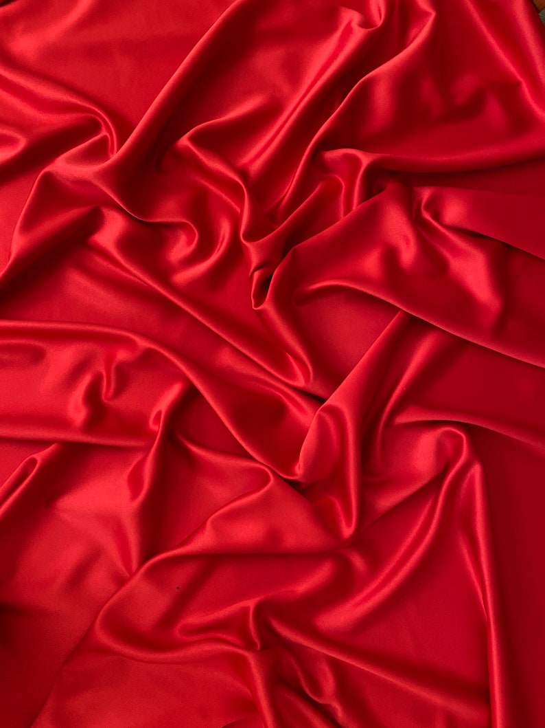 Red Stretch Satin PREMIUM QUALITY. Red Bridal Crepe Back - Etsy
