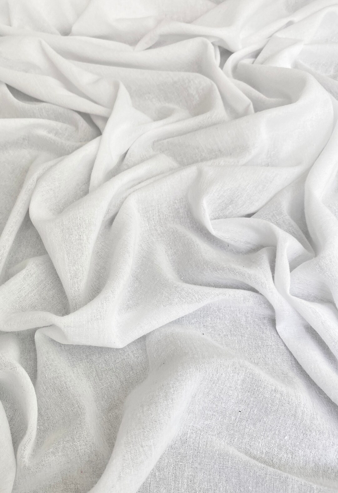 White Muslin Crinkle Gauze Fabric, Bright White Cotton Gauze Swaddle