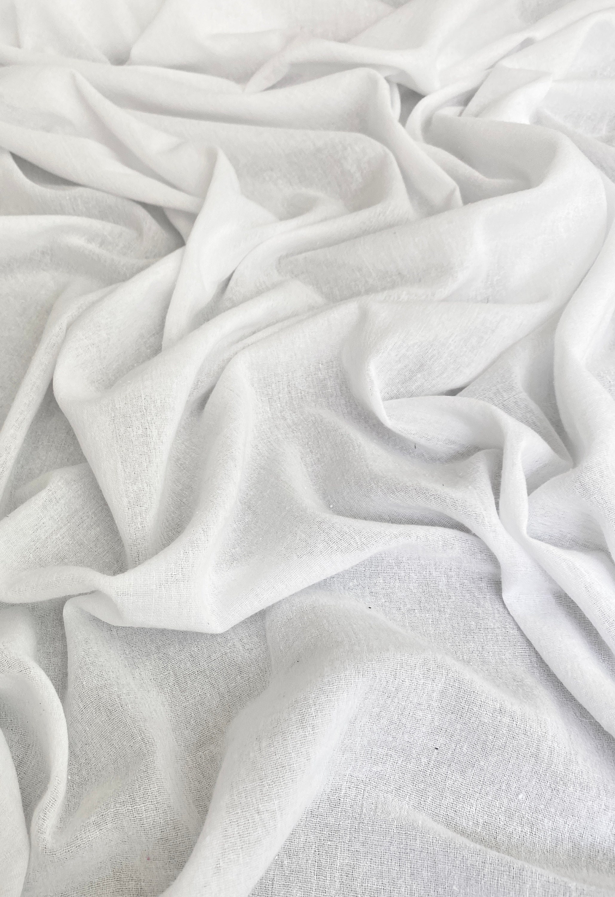 White Subtle Crinkle Cotton Modal Fabric