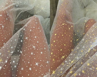 sheer star dress gold
